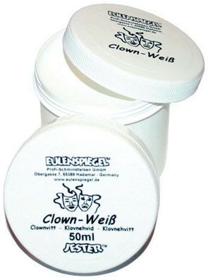 Eulenspiegel Clown Weiß, Cremige weisse Farbe auf Wasserbasis, Dose mit 50 ml