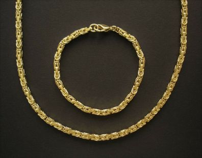 Massive Königskette o. Armband 24 Karat vergoldet 4 x 4 mm, in 19 21 50 60 65 cm