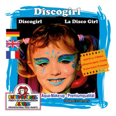 Eulenspiegel Motiv-Set Discogirl, Schmink-Set mit Schmink-Anleitung und 1 Pinsel