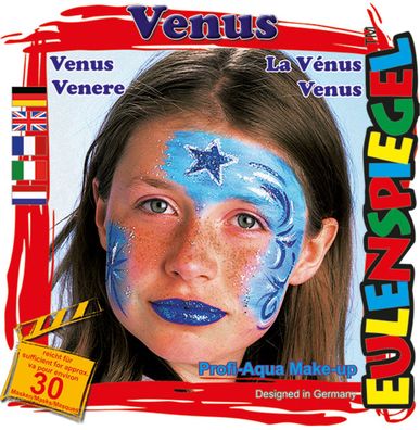Eulenspiegel Motiv-Set Venus, Schmink-Set Venus mit Schmink-Anleitung, 1 Pinsel