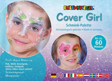 Eulenspiegel 6-Farben Schmink-Set Cover Girl Schminkpalette mit Schminkanleitung
