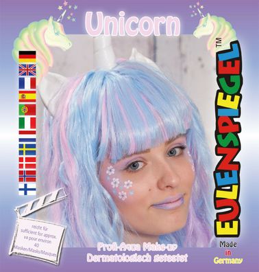 Eulenspiegel Motiv-Set Unicorn, Schmink-Set mit Schmink-Anleitung und 1 Pinsel