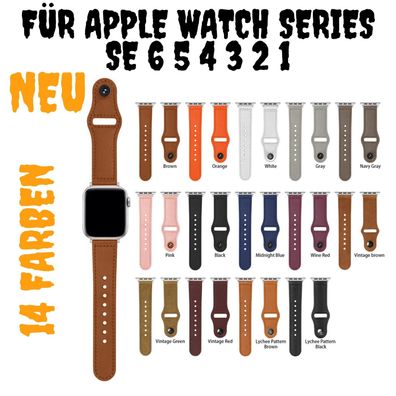 Ersatzarmband Echt Lederarmband für Apple iWatch SE 6 5 4 3 2 1 Leder Band Armbanduhr
