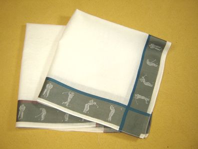 2 Stück Golf Taschentuch Herrentaschentuch weiß Baumwolle 40x40 cm