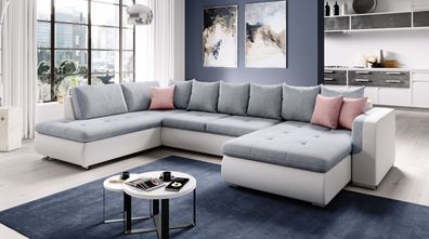 FURNIX XXL Sofa Fiorenzo mit Schlaffunktion Sofakissen Couch U MA120-AM 20-19