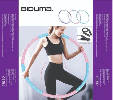 BIDUma. Hula-Hoop-Reifen Fitness zur Gewicht Reduktion, 6 Segmente, Inkl. Springseil