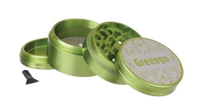 Greengo Grinder 4-teilig 50mm Siebgrinder Metall grün