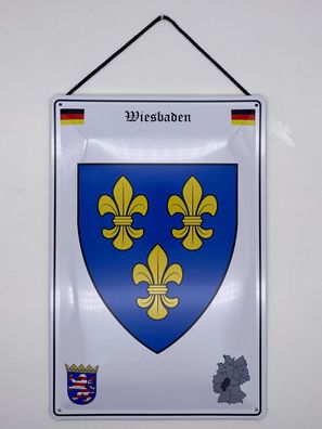Blechschild mit Kordel 20 X 30 cm Deutschland Wiesbaden