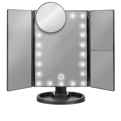 Schminkspiegel Kosmetikspiegel mit 22 LED Licht Vergrößerungsspiegel Schwarz 7870