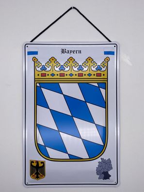 Blechschild mit Kordel 20 X 30 cm Deutschland Bayern