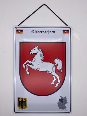 Blechschild mit Kordel 20 X 30 cm Wappen Deutschland Niedersachsen