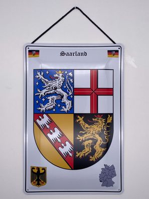Blechschild mit Kordel 20 X 30 cm Deutschland Saarland
