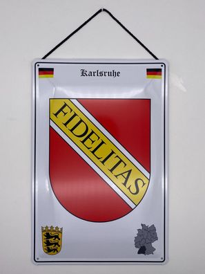 Blechschild mit Kordel 20 X 30 cm Deutschland Karlsruhe