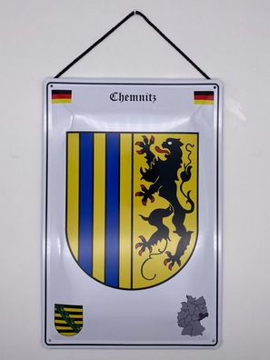 Blechschild mit Kordel 20 X 30 cm Deutschland Chemnitz