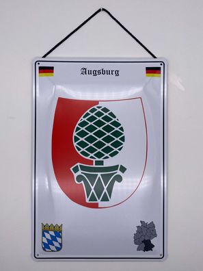 Blechschild mit Kordel 20 X 30 cm Deutschland Augsburg