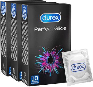 Durex Perfect Glide Kondome - Extra feucht, mit dickerer Wandstärke 3 x 10 Stück