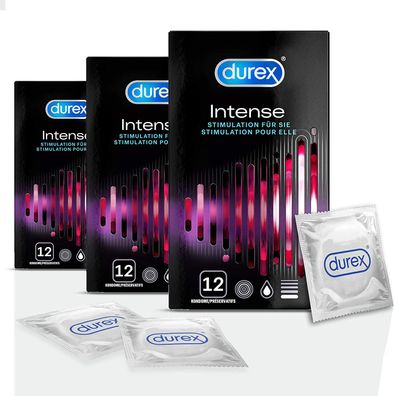 Durex Intense Orgasmic Kondome, 3 x 12 Stück (36 Kondome)