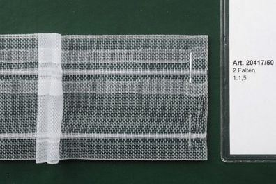 5 m. Gardinenband 50 mm Faltenband 2-Falten 1/1,5 Transparent Raffband 20417