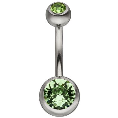 Bauchnabel Piercing Edelstahl mit Kristallsteinen grün