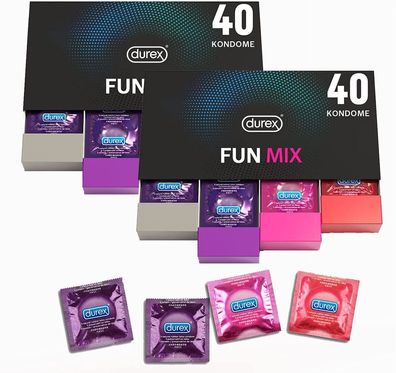 Durex Fun Explosion Kondome Box – aufregende Vielfalt, praktisch (2 x 40 Stück)