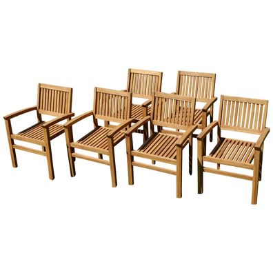 6Stk TEAK Gartensessel Gartenstuhl Sessel Holzsessel Teakholz Stuhl Holz MIAMI