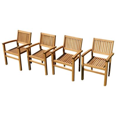 4Stk TEAK Gartensessel Gartenstuhl Sessel Holzsessel Teakholz Stuhl Holz MIAMI