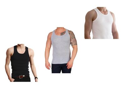 Herren Unterhemd Achselhemd Unterwäsche in Schwarz, Weiß oder Grau - Gr. S-XXL