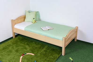 Kinderbett / Jugendbett Buche massiv Vollholz natur 113C, inkl. Lattenrost - 100