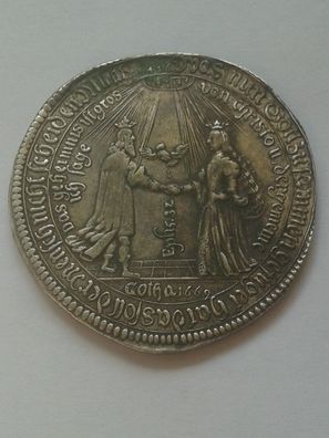Silber Reichstaler 1669 Sachen Gotha (Altenburg) Ernst der Fromme auf die Vermählung