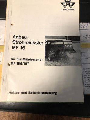 Originale Anbau Betriebsanleitung Massey Ferguson Anbau Strohäcksler MF 16