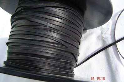 echt Leder Band schwarz beidseitig 5mm also 0,5 cm breit je 1 Meter Lederband