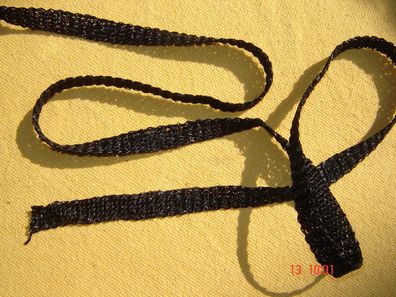 alte Sisal Borte geflochten schwarz 1,1 cm breit je 1m Hutmacher Modist