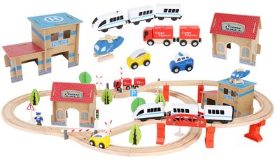 Holzeisenbahn Eisenbahn Kinder Zug Spielzeug 89 Teile 9362