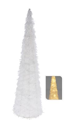 LED Pyramide weiß - 80cm - mit Schnee Kegel Weihnachten Advent Winter Dekoration