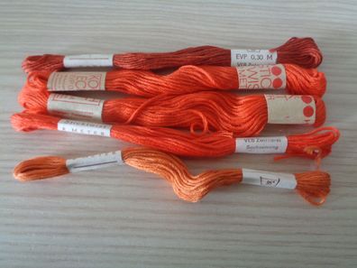 Lage Sticktwist / Stickgarn-orange -Sari - 5 Doggen