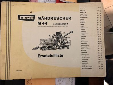 Originale Ungebrauchte Ersatzteilliste Fahr Mähdrescher M 44 Selbstfahrend