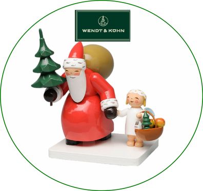 Wendt & Kühn Weihnachtsmann mit Baum und Engel 8 cm