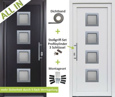 kuporta Kunststoff Haustür anthrazit / weiß Nebeneingangstür Kellertür Außentür