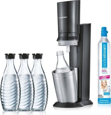 SodaStream Crystal 2.0 schwarz/ titan Trinkwassersprudler mit 3 Glaskaraffen