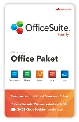 OfficeSuite Family|6 Benutzer|1 Jahr|Kein ABO|inkl. 50GB Cloud|Download|ESD