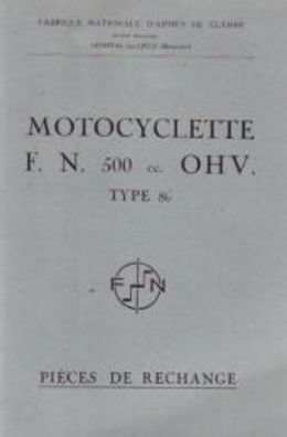Ersatzteilliste F.N. Supersport 500 ccm. OHV Type 86, Motorrad, Oldtimer