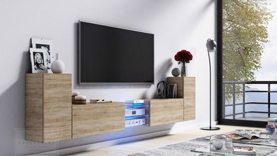 Tv Lowboard Galaxy Sonoma Eiche MDF Design Board HiFi Tisch Beleuchtung