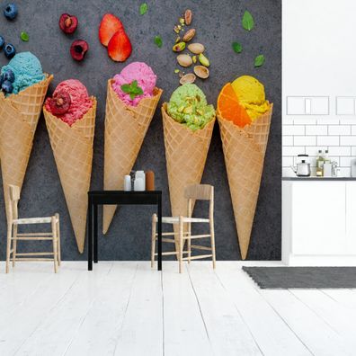 Muralo Selbstklebende Fototapeten XXL Esszimmer Eis Süßigkeiten Dekor 3195