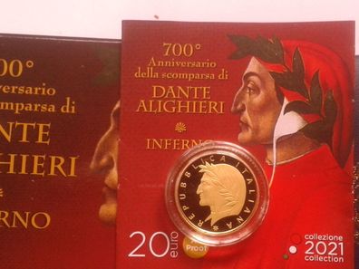 Original 20 euro 2021 PP Italien 6,45g 900er Gold Dante Aligheri Inferno - 1500 Stück