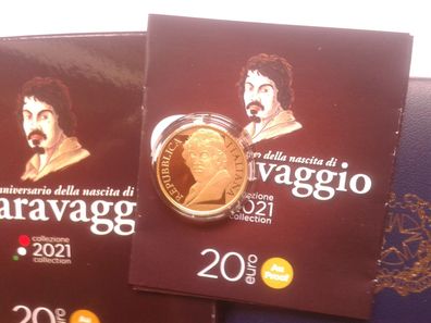 Original 20 euro 2021 PP Italien Caravaggio 6,45g 900er Gold - 1500 Stück