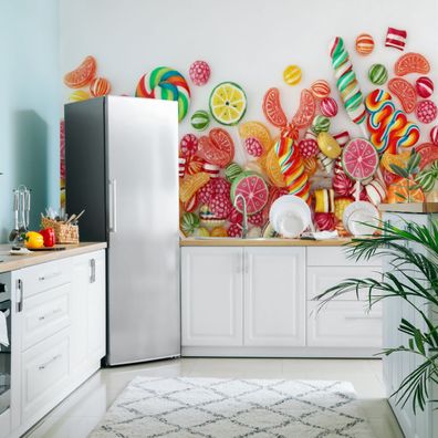 Muralo Selbstklebende Fototapeten XXL Küche Bunte Bonbons 3D 3180