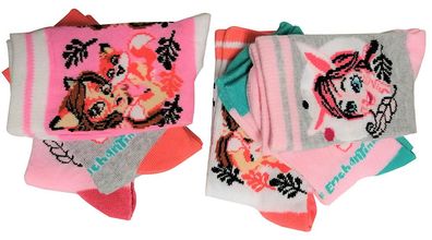 Enchantimals 6er Pack Socken für Kinder, Mädchen Grau Rosa Weiß Größe 27/30