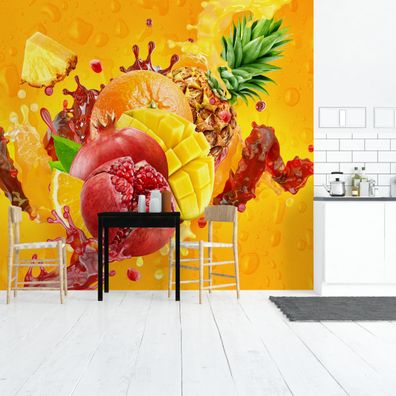 Muralo Selbstklebende Fototapeten XXL Mango Ananas Granatapfel Orange 3175