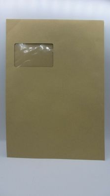 250 Versandtaschen C4 - mit Fenster - Haftklebung - Briefumschläge - Farbe braun