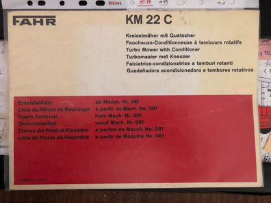 Originale Ersatzteilliste Fahr Kreiselmäher KM 22 C